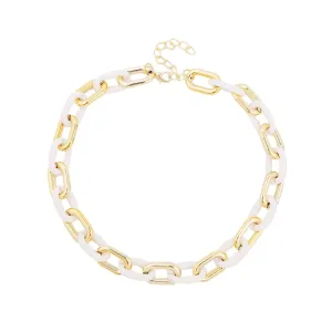 White Acrylic & 18K Gold-Plated Cable Chain Choker Necklace