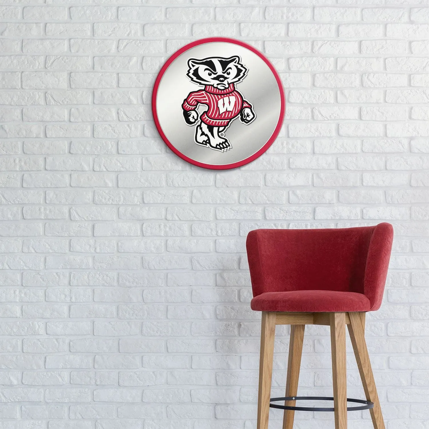 Wisconsin Badgers: Mascot - Modern Disc Mirrored Wall Sign