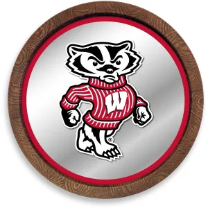 Wisconsin Badgers: Mascot - "Faux" Barrel Top Mirrored Wall Sign