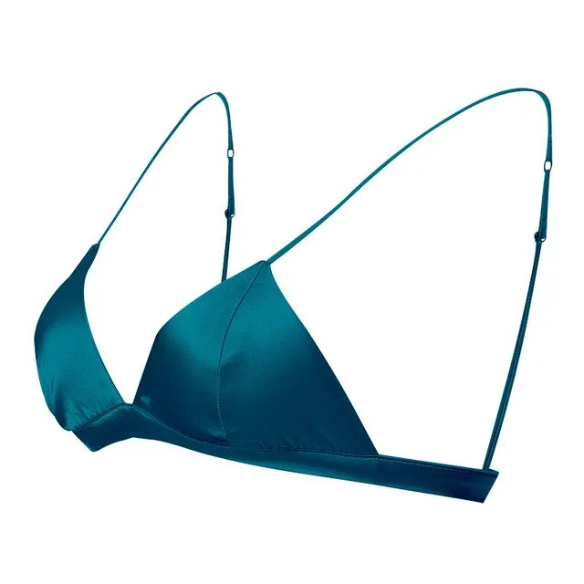 Women Sexy Bras 2025 New - 88% Natural Silk 12% Spandex, Wire Free, Thin Padded Bralette in White, Black, Pink