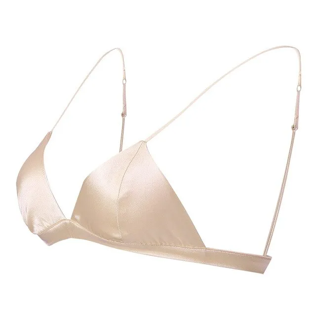 Women Sexy Bras 2025 New - 88% Natural Silk 12% Spandex, Wire Free, Thin Padded Bralette in White, Black, Pink