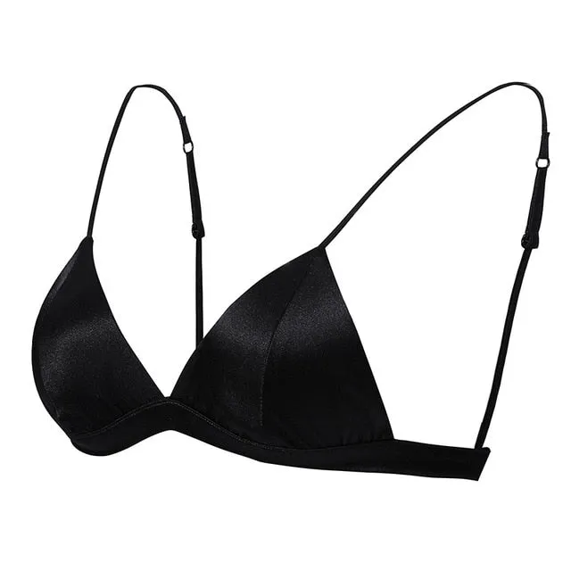 Women Sexy Bras 2025 New - 88% Natural Silk 12% Spandex, Wire Free, Thin Padded Bralette in White, Black, Pink