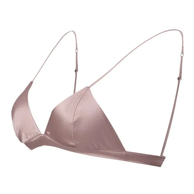 Women Sexy Bras 2025 New - 88% Natural Silk 12% Spandex, Wire Free, Thin Padded Bralette in White, Black, Pink