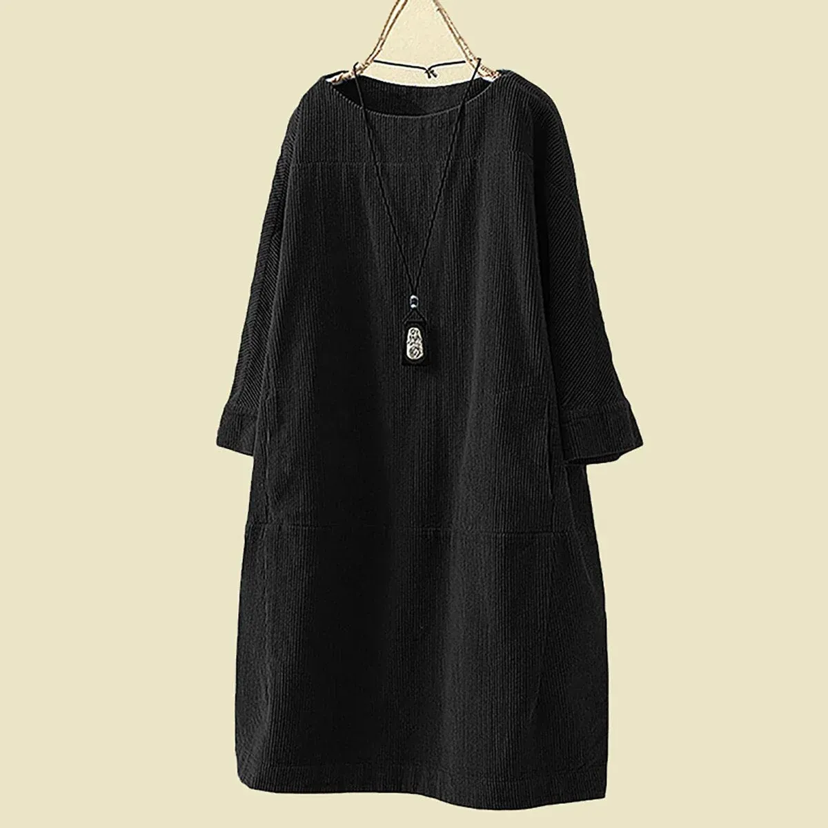 Women's Casual Loose Fit Round Neck Dress | Midi