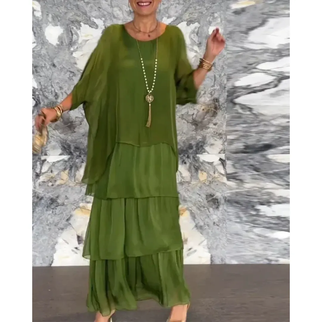 Women's Elegant Layered Vintage Dress | Maxi