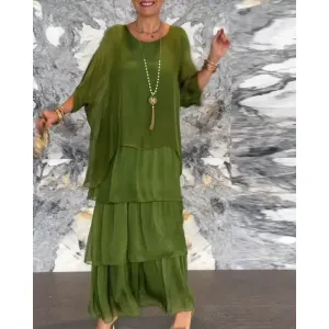 Women's Elegant Layered Vintage Dress | Maxi