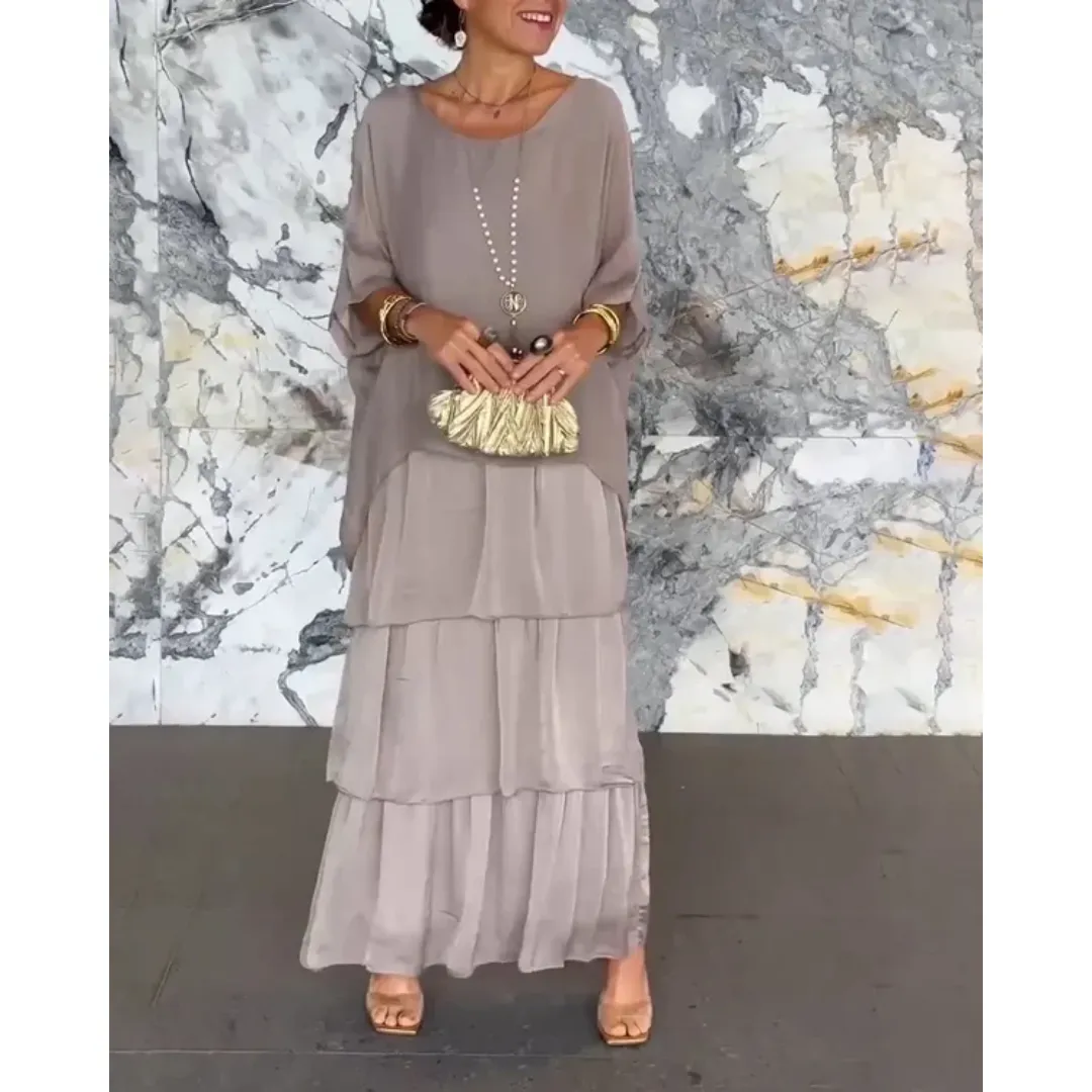 Women's Elegant Layered Vintage Dress | Maxi