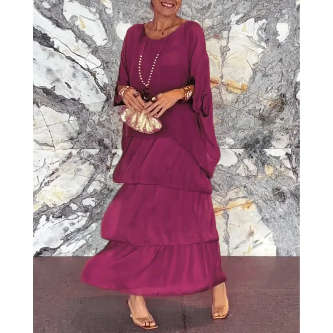 Women's Elegant Layered Vintage Dress | Maxi