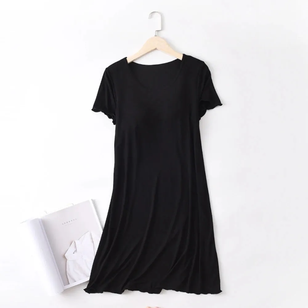 Women's Ruffled Mini Bra T-Shirt Dress, Short Sleeve, Sexy Casual Korean Style SA1483