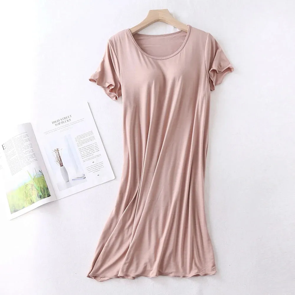 Women's Ruffled Mini Bra T-Shirt Dress, Short Sleeve, Sexy Casual Korean Style SA1483