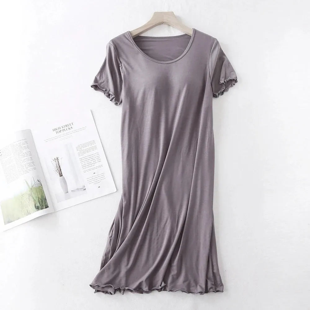 Women's Ruffled Mini Bra T-Shirt Dress, Short Sleeve, Sexy Casual Korean Style SA1483