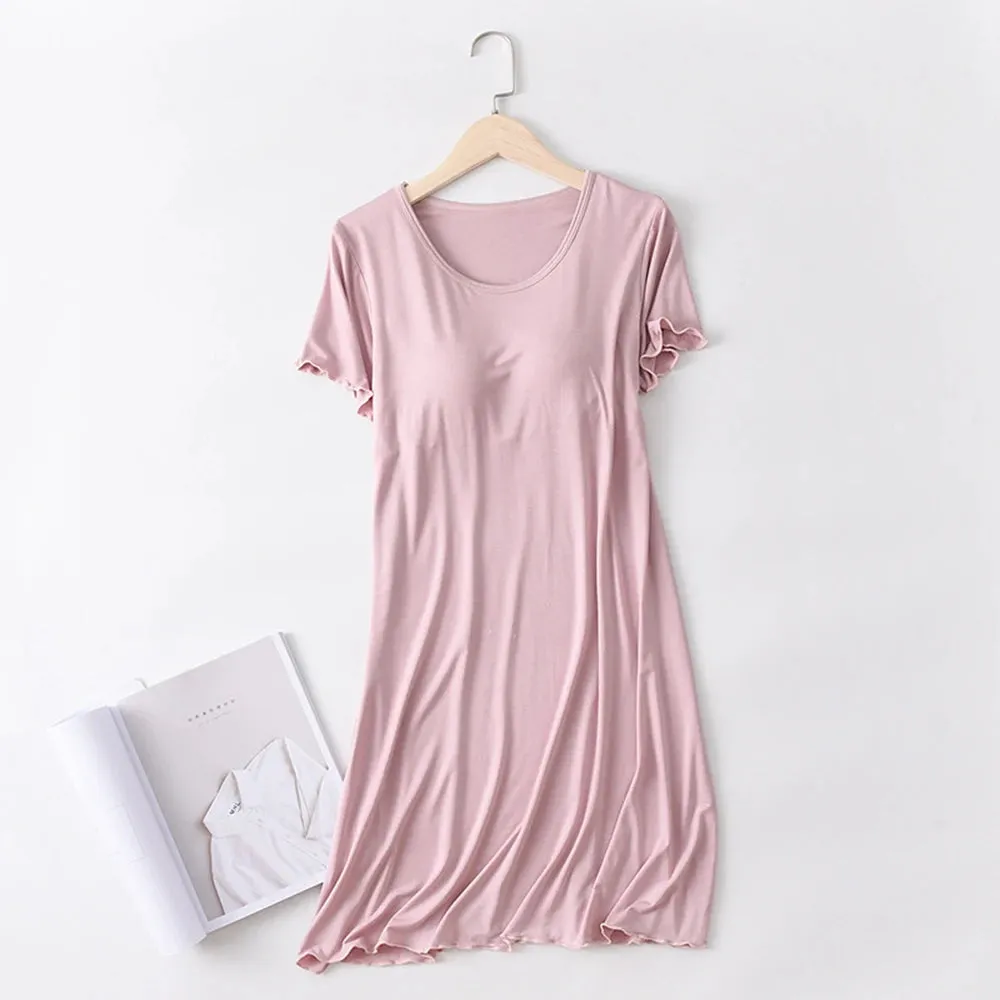 Women's Ruffled Mini Bra T-Shirt Dress, Short Sleeve, Sexy Casual Korean Style SA1483