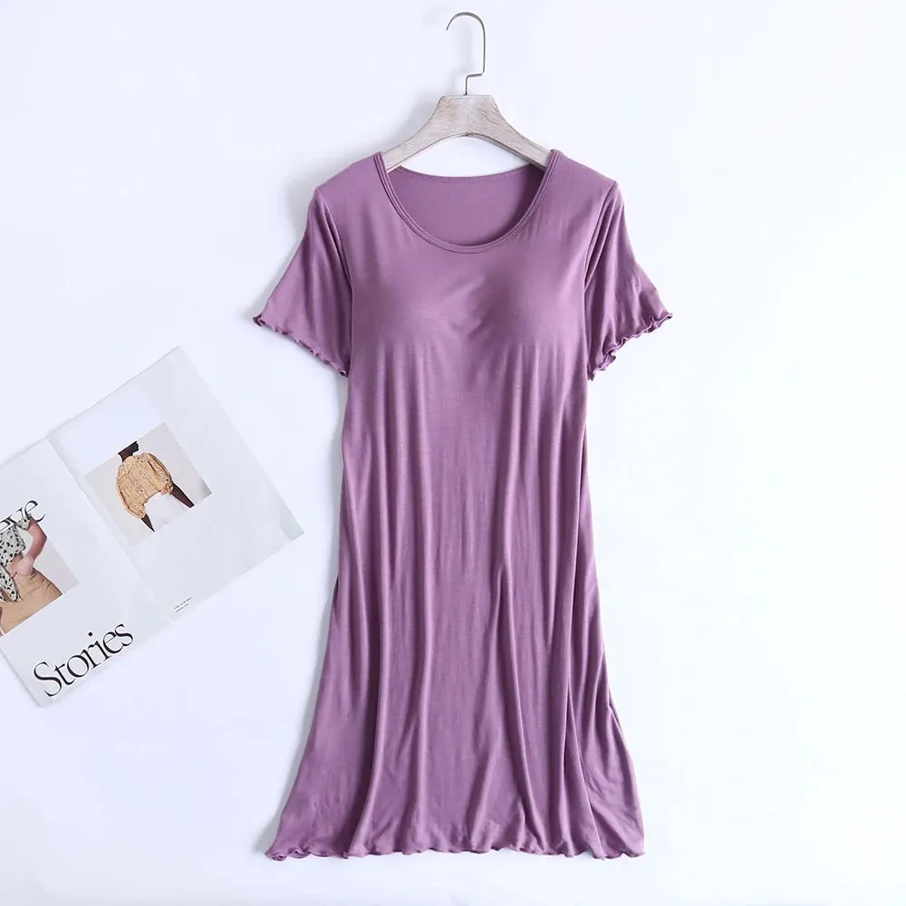 Women's Ruffled Mini Bra T-Shirt Dress, Short Sleeve, Sexy Casual Korean Style SA1483