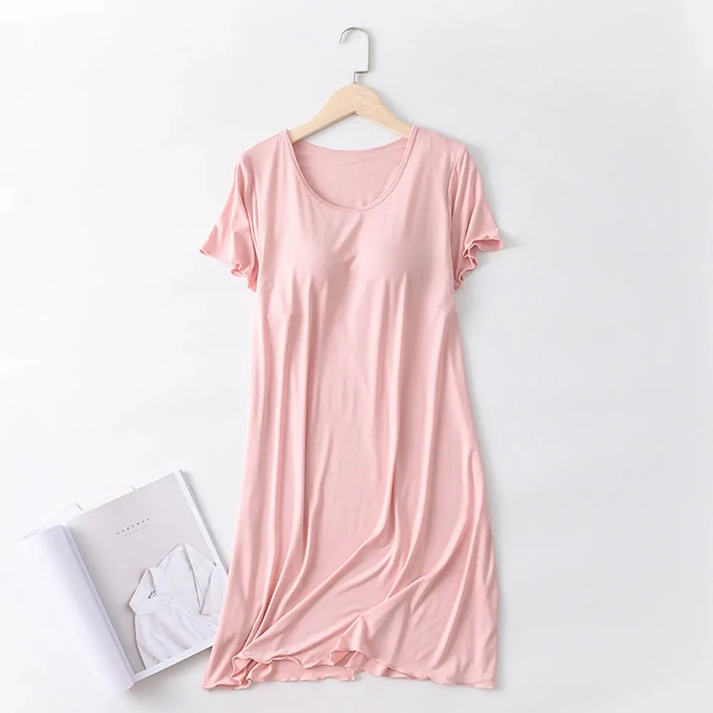 Women's Ruffled Mini Bra T-Shirt Dress, Short Sleeve, Sexy Casual Korean Style SA1483