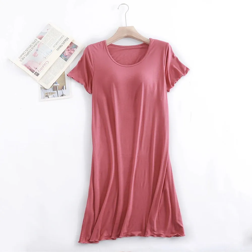 Women's Ruffled Mini Bra T-Shirt Dress, Short Sleeve, Sexy Casual Korean Style SA1483