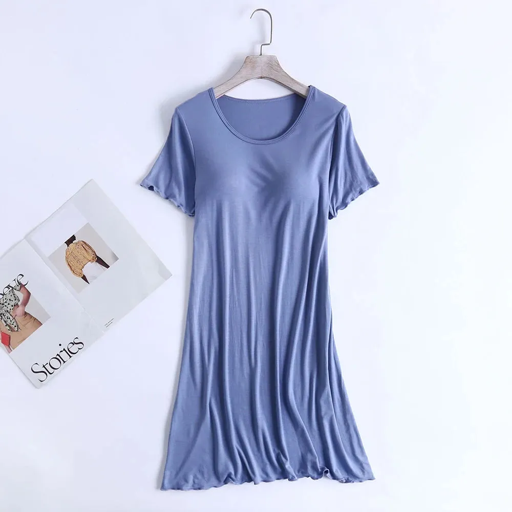 Women's Ruffled Mini Bra T-Shirt Dress, Short Sleeve, Sexy Casual Korean Style SA1483