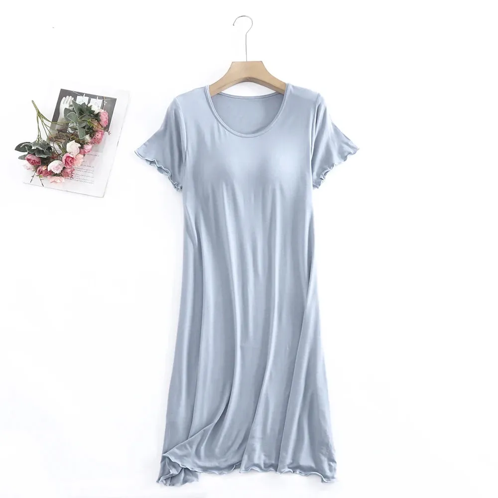 Women's Ruffled Mini Bra T-Shirt Dress, Short Sleeve, Sexy Casual Korean Style SA1483