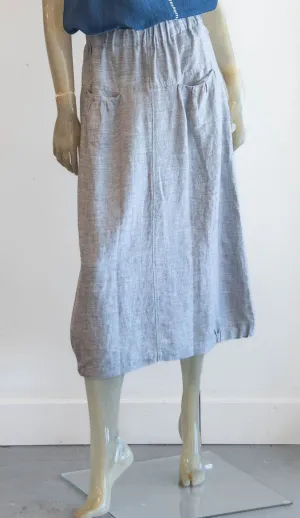 Yuvita Pebble Gray Midi Linen Skirt