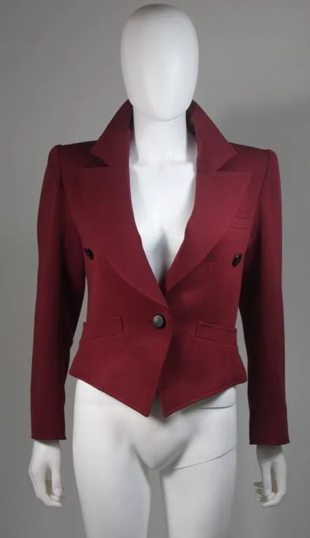 YVES SAINT LAURENT Rive Gauche Burgundy Jacket Size Small Medium