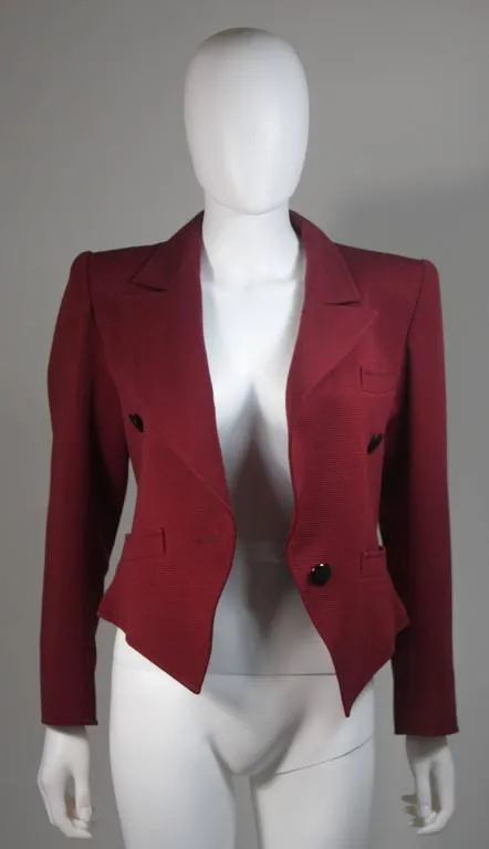 YVES SAINT LAURENT Rive Gauche Burgundy Jacket Size Small Medium
