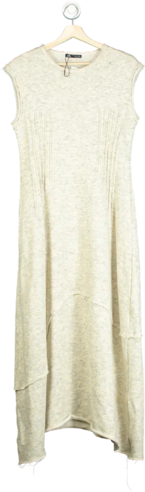 Zara Beige Sleeveless Midi Dress UK L