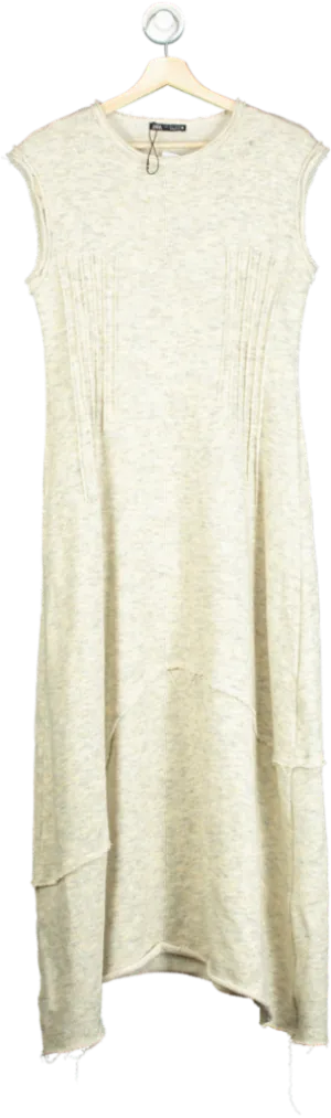 Zara Beige Sleeveless Midi Dress UK L