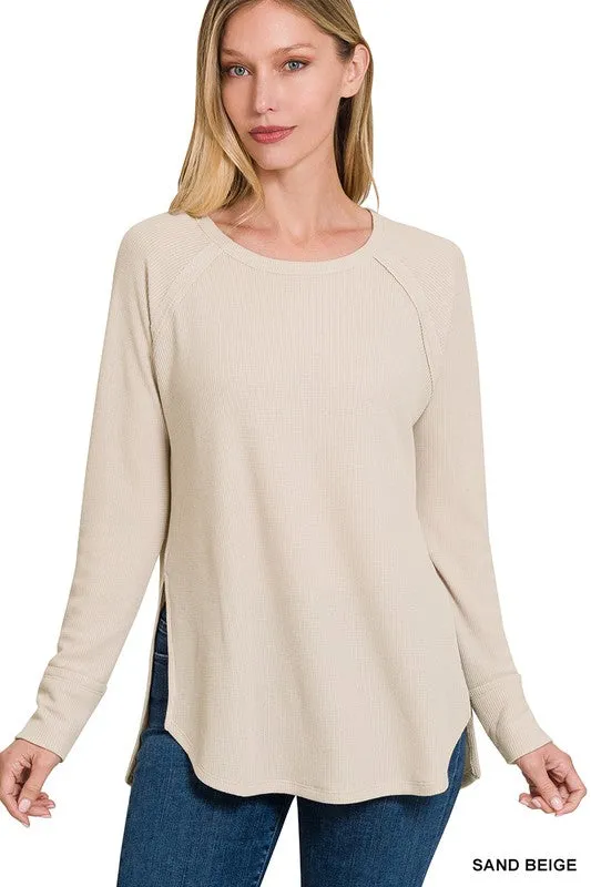 ZENANA Melage Baby Waffle Long Sleeve Top