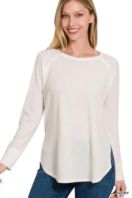 ZENANA Melage Baby Waffle Long Sleeve Top