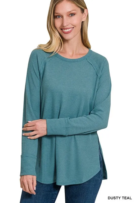 ZENANA Melage Baby Waffle Long Sleeve Top