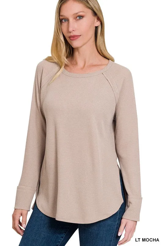 ZENANA Melage Baby Waffle Long Sleeve Top
