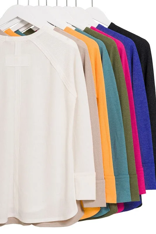 ZENANA Melage Baby Waffle Long Sleeve Top