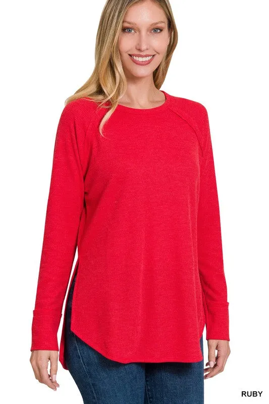ZENANA Melage Baby Waffle Long Sleeve Top