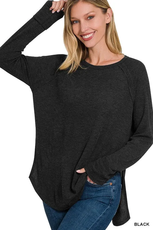 ZENANA Melage Baby Waffle Long Sleeve Top