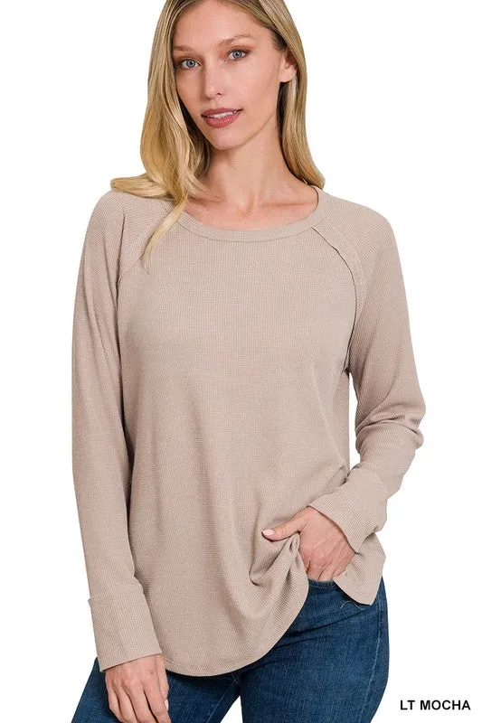 ZENANA Melage Baby Waffle Long Sleeve Top
